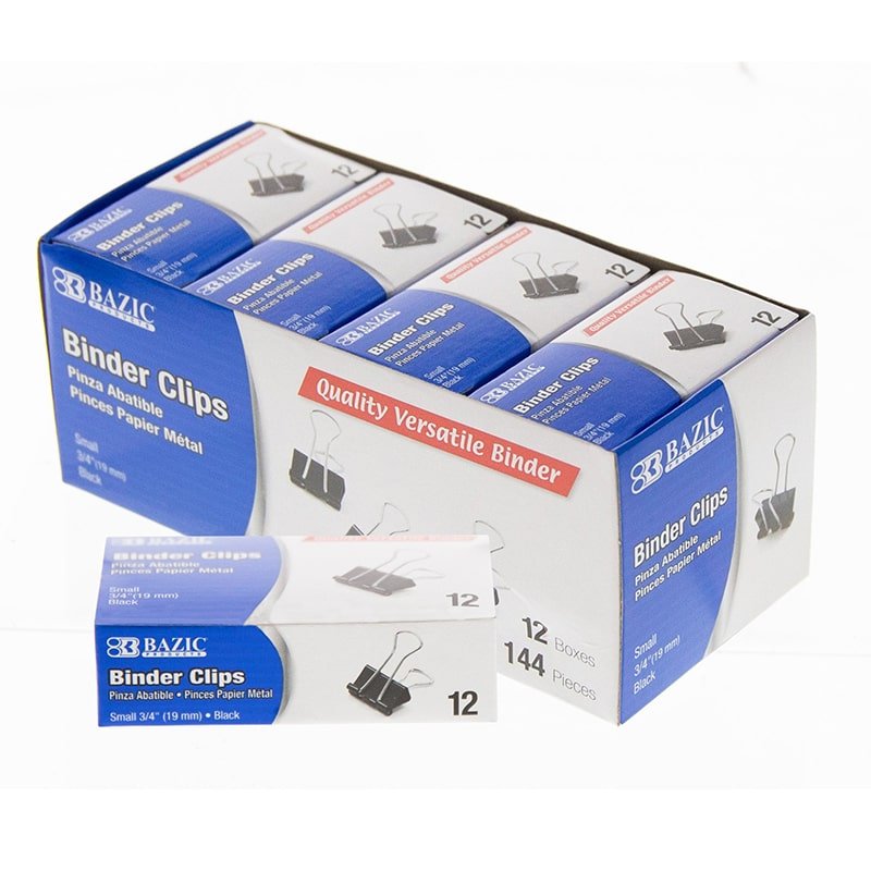 Small 34 19mm Black Binder Clip 12Pack
